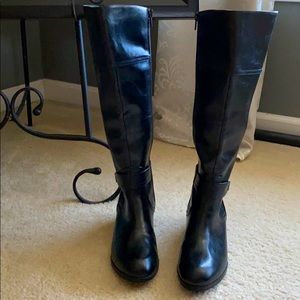 Brand new black leather tall boots size 7